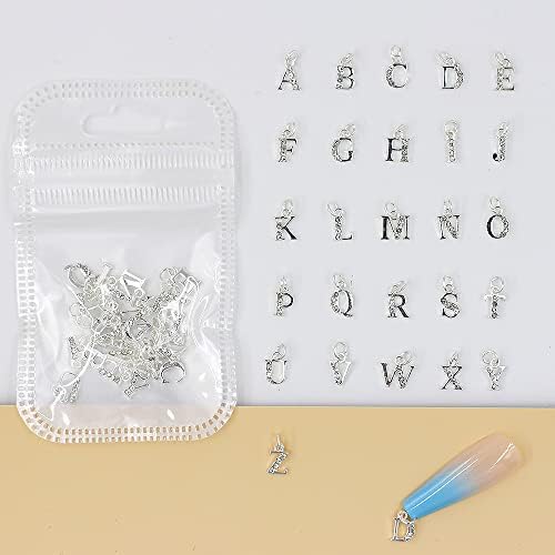10/26pcs дијаманти со брадавици од легура 26 англиска азбука буква парчиња прстени метални ригистони привлечни украси