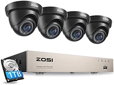 Зоси H.265+ 5MP 8 Систем за безбедност на камера со канали со хард диск 1TB, 8CH хибриден 4-во-1 HD TVI 1920TVL видео надзор Видео