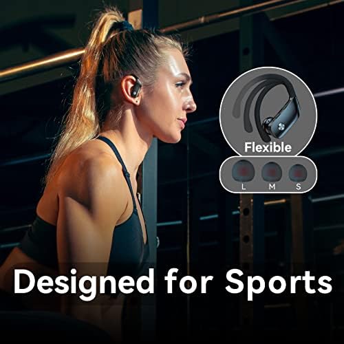 Безжични ушни уши за слушалки за Bluetooth 10T Bluetooth 48 часа играат спортски слушалки со LED дисплеј пупки со уво со вграден микрофон