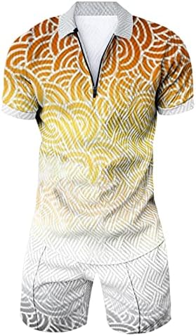 Bmisegm летни маички маички за вежбање машки спортска облека за печатење во боја кратки ракави шорцеви за кошули поставени летни обични и