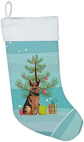 Богатства на Каролина WDK3061CS Германски овчар Црвен Сабл Божиќ Божиќно порибување, камин виси чорапи Божиќна сезона забава Декорации