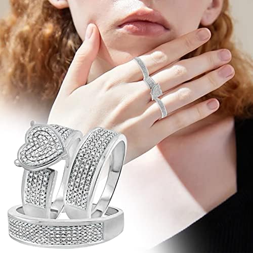 2023 Нови дами пенливи дијаманти целосен дијамантски двоен дијамантски сет прстен ветувач сет цирконија прстен за прстен за прстен