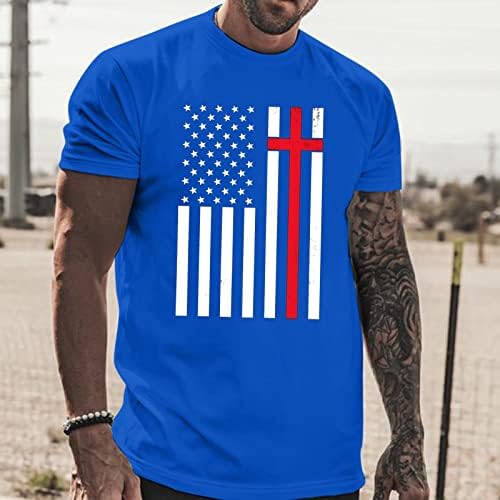 Патриотски кошули за мажи, маичка во војник на мажи, американско знаме маица Патриотски кратки ракави кошули ретро блуза атлетика тимови