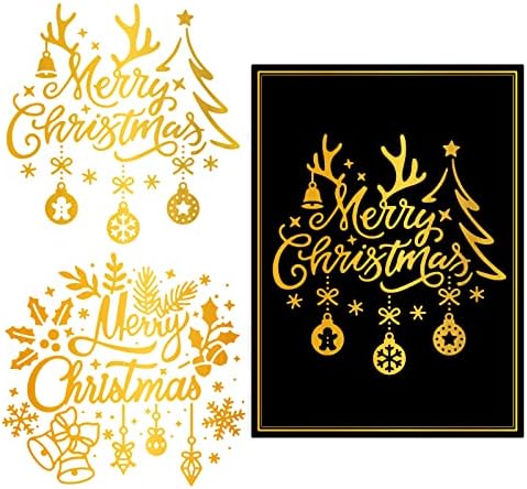 Оригах 2 парчиња Среќна Божиќна плоча за топла фолија за хартиени картички за хартија за DIY