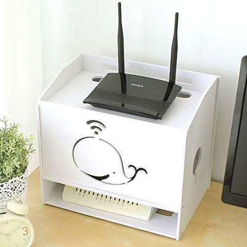 Анкус Виси сет-топ кутија рутер моќ кутија за складирање лента wifi рутер полица дрвена кутија насловна orgainzer -
