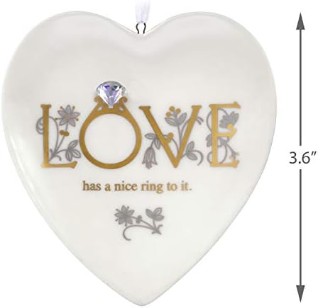 Hallmark Keepsake Christmas Ornament 2020 Прво доаѓа loveубовен ангажман прстен порцелан на срцето