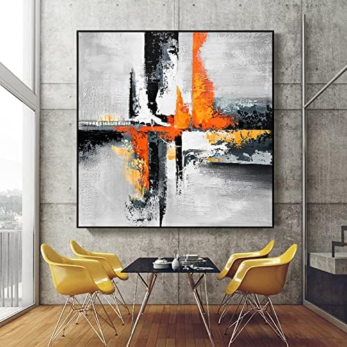 Апстрактна слика со масло со рачно насликано масло - квадрат портокалова текстура од прва линија модерно wallидни дела со голема