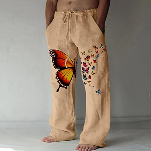 Миашуи Рашири Чино Мажи Машка Мода Секојдневен Печатен Џеб Панталони Со Врвки Панталони Со Големи Димензии Еластични Панталони За Мажи