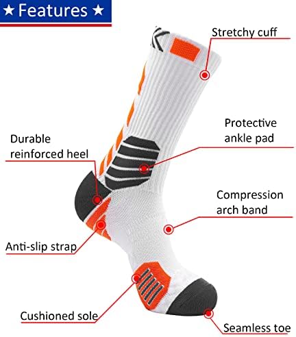 Буенваз Перформанси Кошаркарски Чорапи влажни амортизирани Атлетски Спортски Чорапи На Екипажот