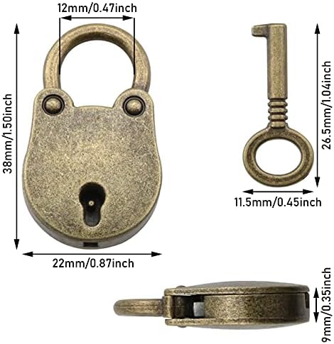 Ianианлинг 2 сетови мини антички бронзени брави и клучеви, ретро гроздобер мал метален катанец во стилот на архаиз, мини заклучување со