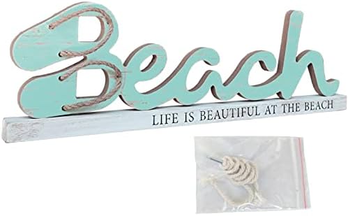 Декорација на знаци на плажа - закачете се или застанете за шарм за украси на плажа дома