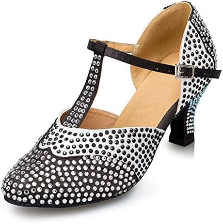 Hipposeus жени латински сала за танцувачки чевли со носачи со модерни танго салса забавни чевли потпетици 6 см, модел CY-L136