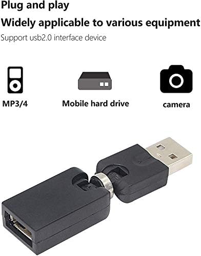 GELRHONR Вртливиот USB Адаптер, РОТИРАЧКИ USB 2.0 Тип Машки За Да Напишете Женски Продолжен Конектор 360 Степен Ротација Прилагодлив Адаптер За Продолжување На Прав Агол Кон