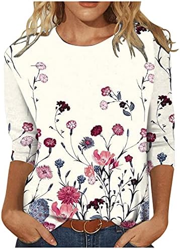Амикадом розови цветни графички облеки за тинејџерска девојка есен зима 3/4 ракав екипаж палта џемпери женски 2023 облека 2f xl