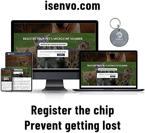 ISENVO PET ID TAG со микрочип внатре, ознака за ID на светло куче и мачка, водоотпорна и трајна ознака за ИД