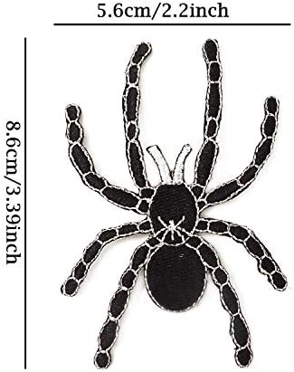 Honbay 2 парчиња црна пајак пајак пајак извезени закрпи шијте на апликација ткаенина облека за украсување на ткаенини