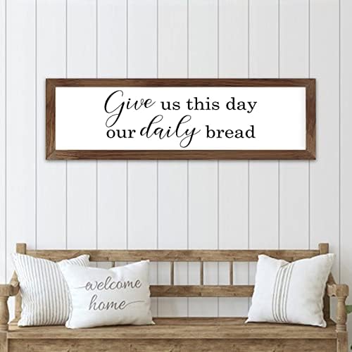 Семејно цитат рамка од дрво знаци ни го даваат овој ден нашата дневна леб инспиративна фарма куќа рустикален знак виси wallидна уметност