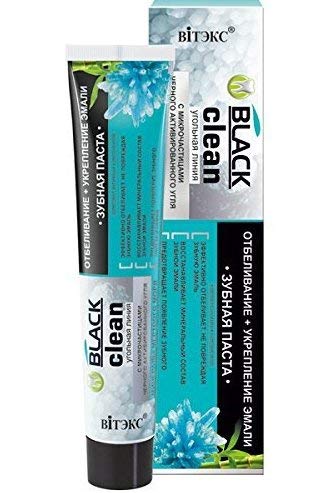 Bielita & Vitex црна чиста белење на емајлот за зајакнување на пастата за заби, 85 гр со мртво море минерали, црно активиран јаглерод