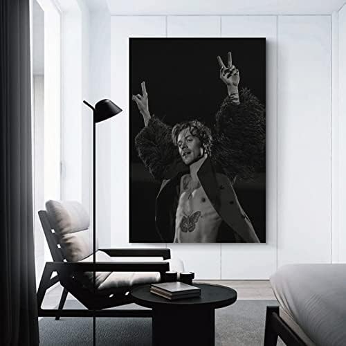 Стилови на Хари Хаус во концерт црно-бело фото постерно плакато платно печатење на wallидни уметности за wallидни декор декор