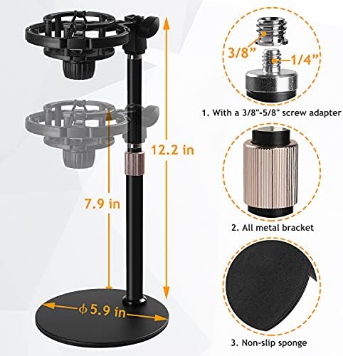 Razer Seiren x Desktop Microphone Stand со шок монтирање, ветробрана од пена, прилагодлив микрофон со поп -филтер ShockMount го намалува