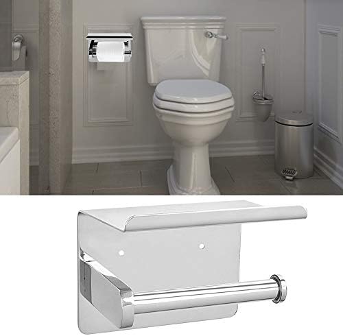 Држач за тоалети за тоалетот, држач за хартија за тоалети од не'рѓосувачки челик со полица за складирање на мобилни телефони