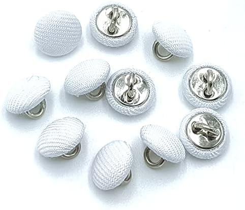 Yoogcorett 50pcs бела ткаенина крпа покриени тркалезни копчиња со метални копчиња за шиење за шиење DIY занаети Рачно изработено правење
