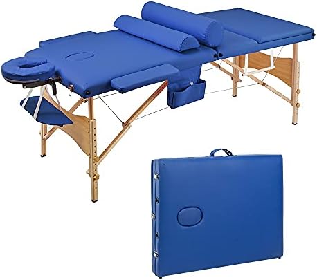 Renslat 3 делови185 x 70 x 85cm преклопен кревет за убавина преклопување преносна масажа за масажа за убавина сет 70 см широко сино