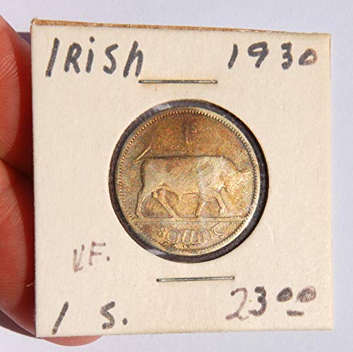 1930 ОДНОСНО Ирска Галски харфа &засилувач; Бик 1 Scilling Монета Многу Добри Детали