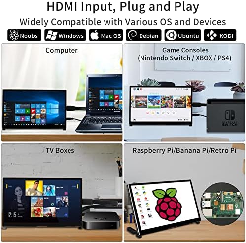 Wimaxit 10.1 Малина Pi Екран На Допир Пренослив Монитор, 1024x600 IPS Мини Мал HDMI Дисплеј За Малина Pi 4 3 2 Нула B+ Модел Б Xbox