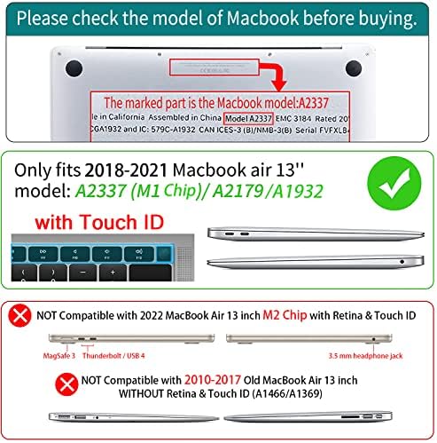 Териефеј тврд случај компатибилен со MacBook Air 13 Inch Case A2337 A2179 A1932 со Retina Touch ID 2021 2020 2019 2018 издание со тастатура