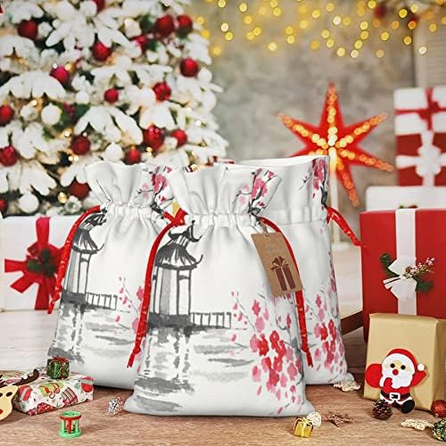 Жици Божиќни Торби За Подароци Јапонија-Цвет-Храм Подароци Торби За Завиткување Божиќни Вреќи За Завиткување Подароци Торбички Средни
