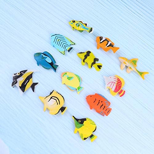 Тојвиски Детски Играчки Детски Играчки 12 парчиња Фигури на Тропска Риба Морски Океански Животински Модел Фигури Пластични Пловечки Риби
