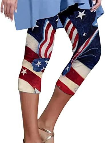 Хеланки со високи половини за жени американско знаме не гледаат преку печатените панталони на Денот на независноста за водење на велосипедска