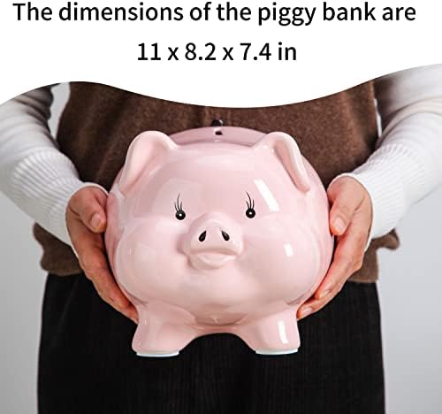 Светот на свињи 11 '' розова голема свинче банка за возрасни мора да се пробие за да се отвори, керамичка банка за монети, свинче банка