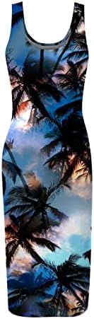 Womenените летни резервоари за каросерија Фустани мода секси со ладно рамо фустан Хаваи, печатење Основен фустан од Миди Клуб