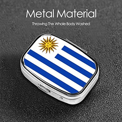 Знаме на уругвај плоштад мини пилула кутија за патувања за медицина за медицина Организатор преносен метален пилула кутија