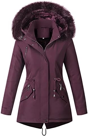 Maqroz женски качулка топла зимска задебела руно наредени паркини долги палта целосна патент и јакна за јакна со џеб со џеб