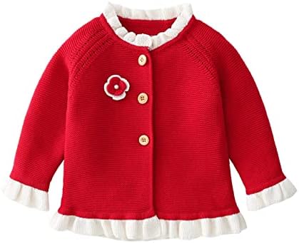 Lamgool новороденче бебешки девојчиња плетени кардиган џемпер дете за надворешна облека за есенска пролет 6M-4T