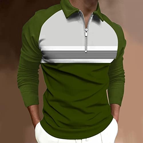 ZDDO 2022 Нови поло маици за мажи, поштенски врат со долги ракави блок во боја, за крпеница на голф, врвови за дизајнер на мускули,