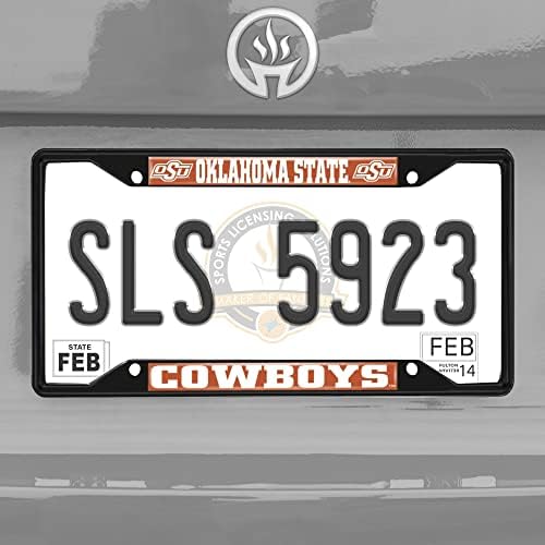Fanmats 31274 Оклахома државни каубои метални регистарски таблички рамка црна завршница