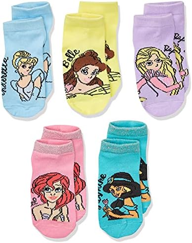 Дизни девојки Принцеза 5 Пакет Краток Секојдневен Чорап, Избрани Пастел, Големина На Чевли 4-8 САД