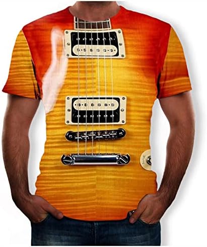 Ладни врвови ракави кратки машка машка гитара гитара летни маици печатени 3Д маж маж маичка за машка блуза