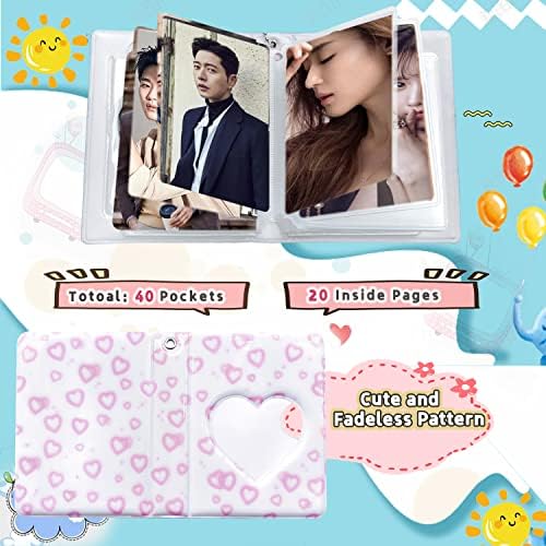 Binder Kpop Photocard Binder, 3 инчен Kpop Photocard Holder Book Mini Photo Kpop албум, Love Heart Hollow Kpop Binder Collector