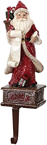 Еден празник начин 12,5-инчен гроздобер Санта Проверка на списокот Мери Божиќ пондерирана пондерирана порибување на држачи за закачалка за сјајни