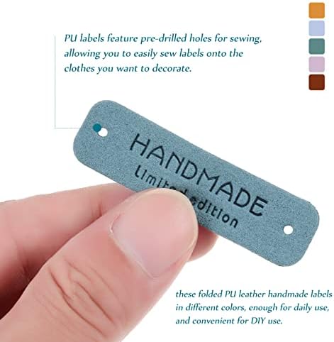 Додатоци за капчиња со диетаон 50 парчиња рачно изработени кожни етикети разнобојни рачно изработени ознаки PU кожни ознаки врежани ознаки