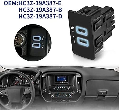 Модул за двојна USB интерфејс MactoM, компатибилен со Ford Apple CarPlay Sync3 USB Hub само, HC3Z-19A387-B Blue HC3Z-19A387-E
