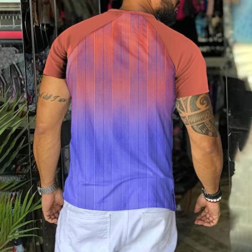 XXBR MENS V вратот маици Краток ракав летен градиент лепенка улица лента за печатење спортски маички обични маички врвови на врвови