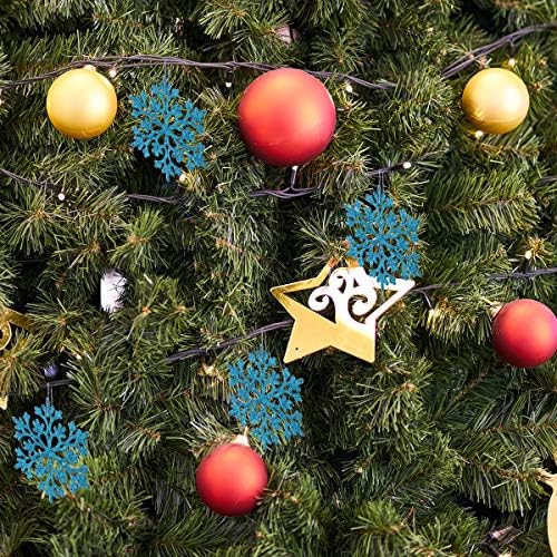 Абаодам 12 парчиња 10 см сјајни снегулки Божиќна декорација на елката, приврзоци за новогодишно дрво, користено за да го прослави Божиќ