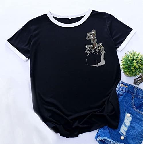 Cartенска симпатична цртана графичка маица со кратки ракави, летни обични кошули за жени