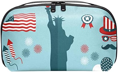 Торбичка ЗА Торбичка ЗА Носење УСБ Кабел Организатор Џебен Додаток Патент Паричник, Американски Цртан Филм Ден На Независноста